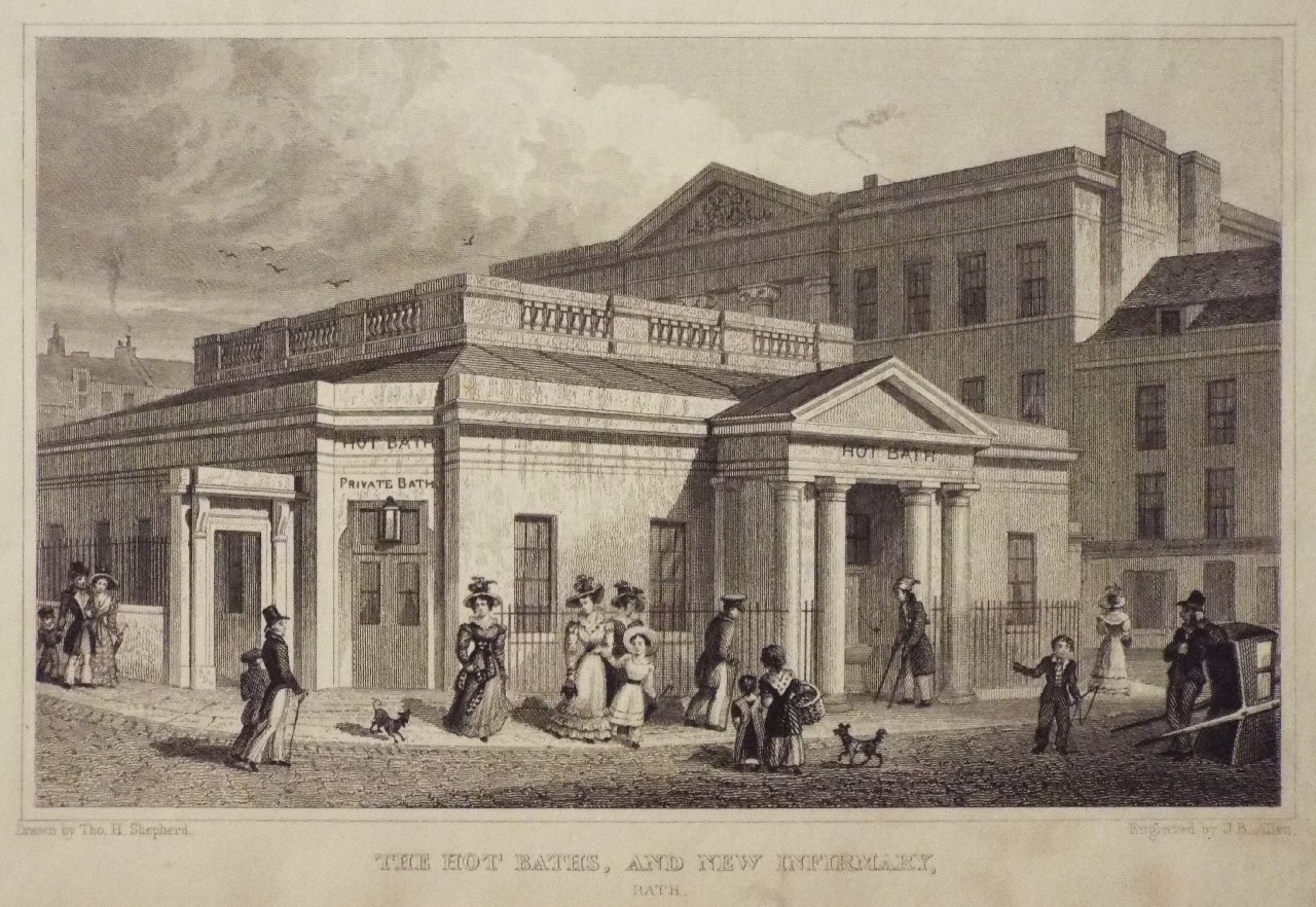 Print - The Hot Baths, and New Infirmary, Bath. - Allen